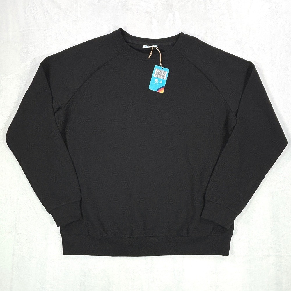 Aldi Gear Mens Black Embossed Logo Crewneck Pullover Sweatshirt Size L NWT